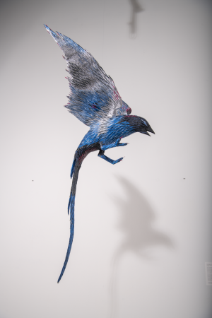 Roberto Benavidez, Blue Bird with Silver Wings (Bosch Bird No. 6), 2017. Mixed media. 